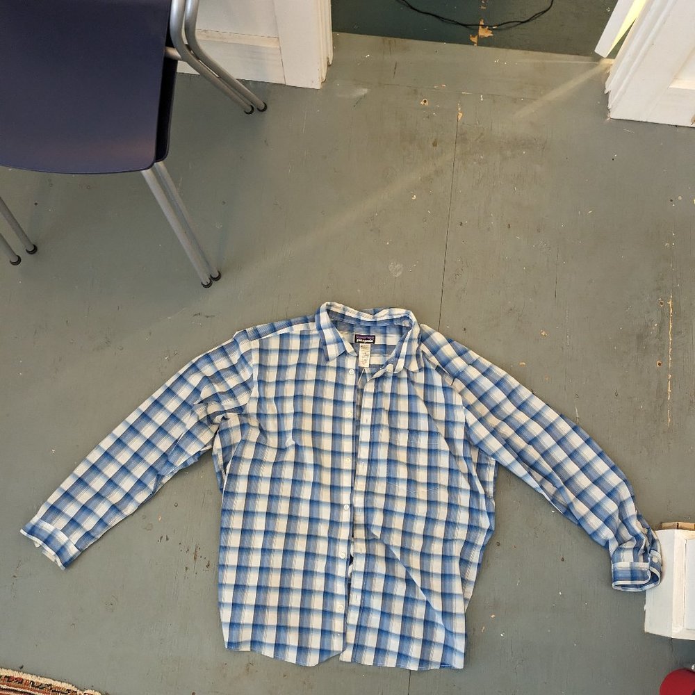 Men's Patagonia Long-Sleeved Gone Again Shirt XXL Tig: Bandana Blue